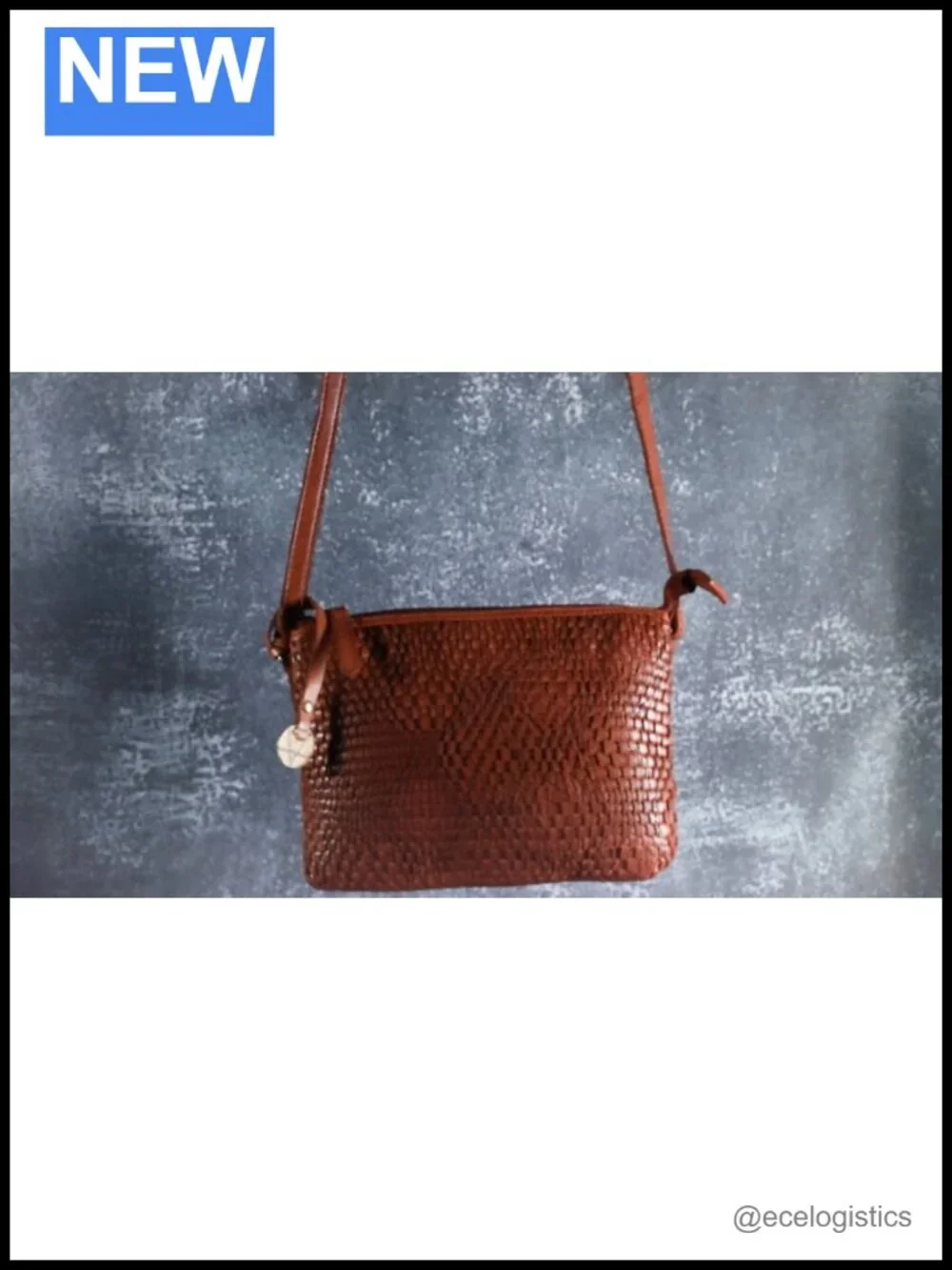 Genuine Leather Crossbody Sling Bag Woven Textured Shoulder Purse